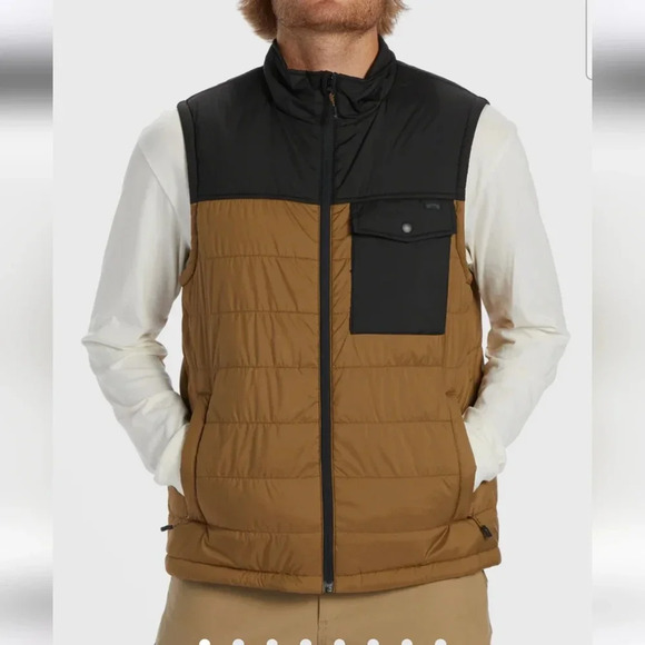 NWT Men's Brown and Black Billabong Prism Vest Sz Med - Picture 1 of 4